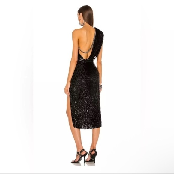 NEW! DUNDAS × REVOLVE Hendrix Midi Dress in Black cheetah print shimmer Size M - Picture 1 of 10